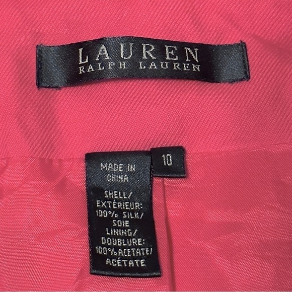 Lauren Ralph Lauren Silk Blazer Hot Pink Size 10 One Button Tailored Barbiecore - Picture 8 of 10